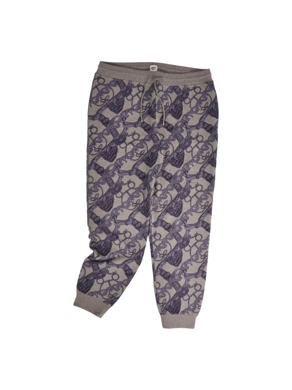 Hermes Pants Long Easy Sweatshirt All Over Print Cotton Camel Hair Gray 44